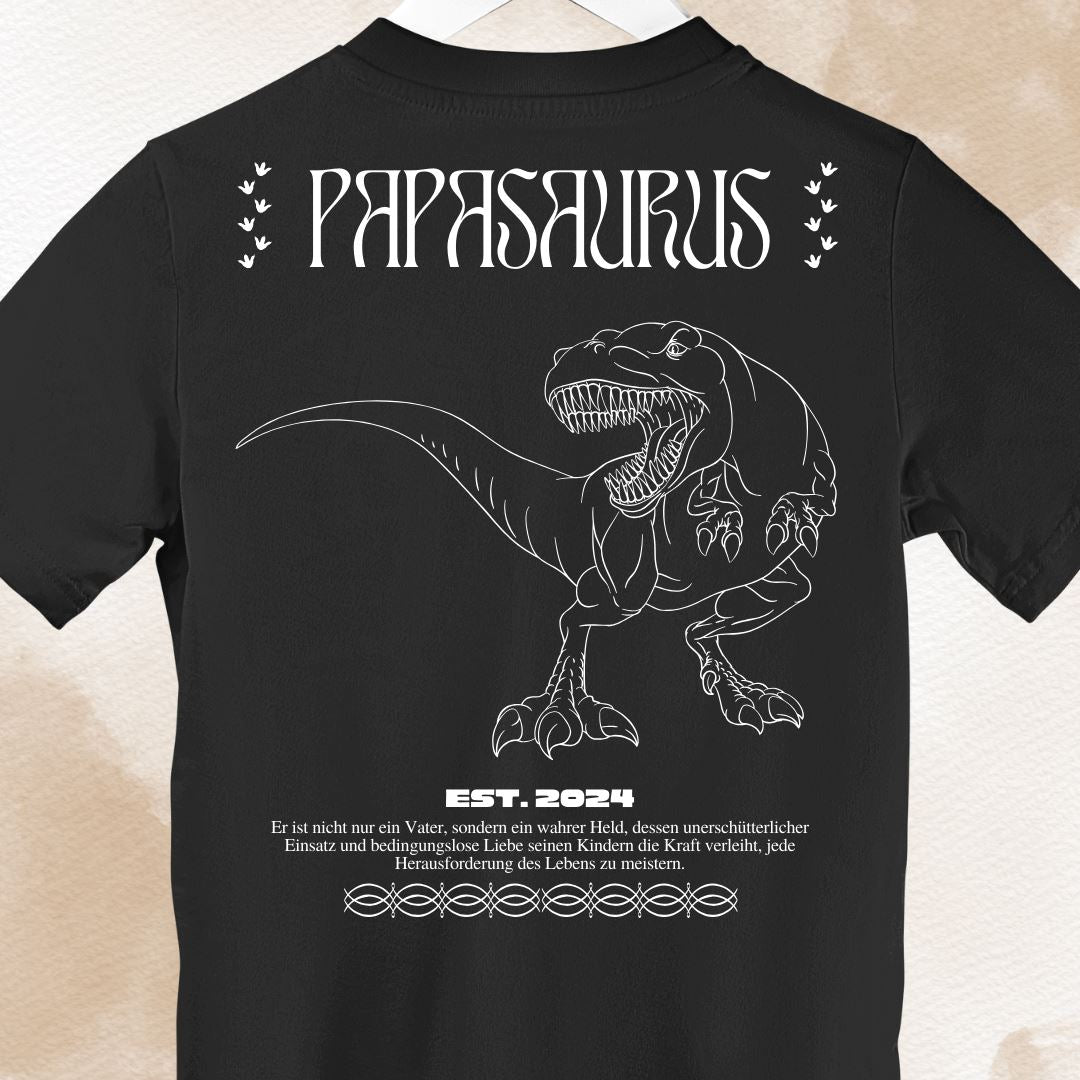 Papasaurus Backprint Date Personalized - Premium Shirt