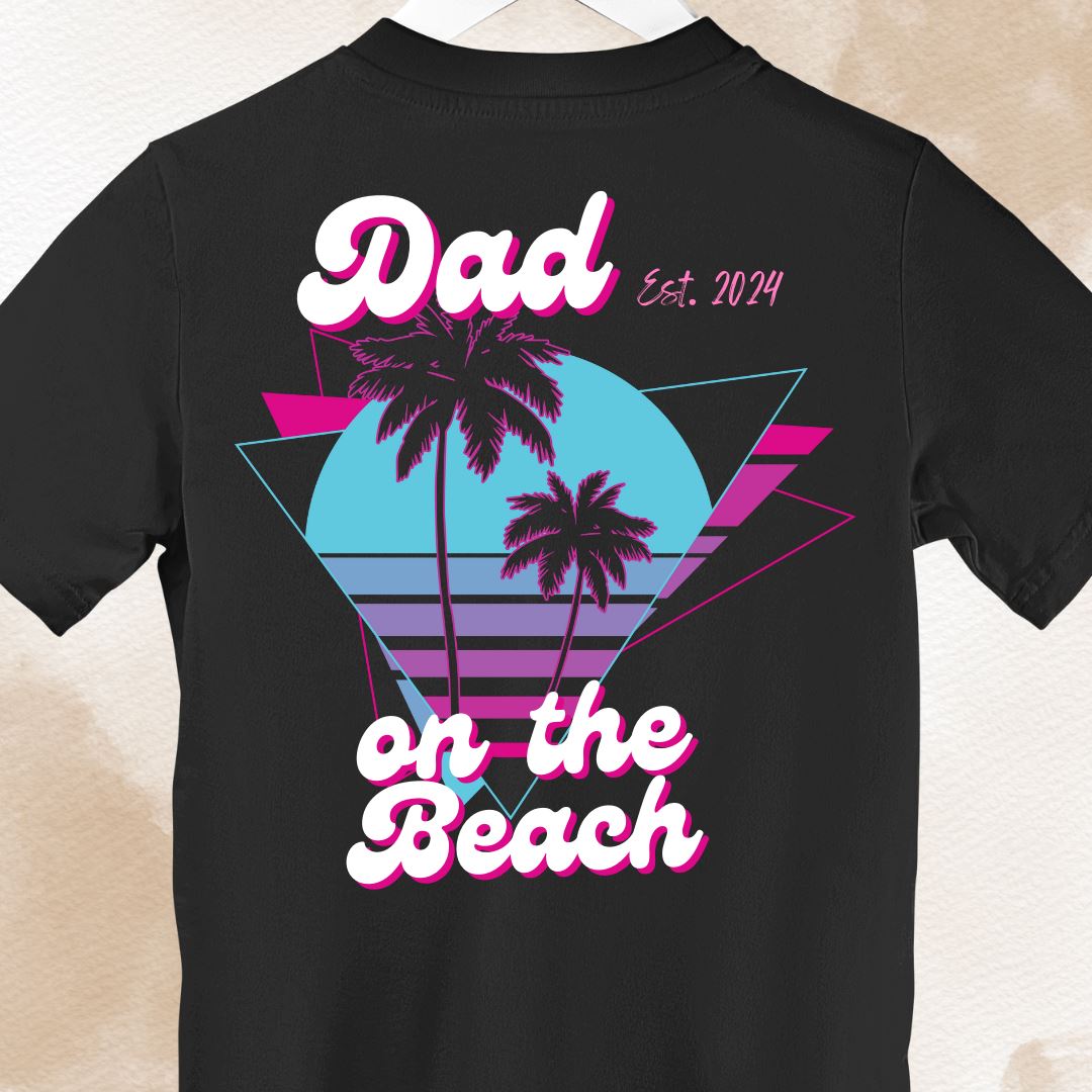 Papá en la playa - Fecha personalizada - Premium Shirt Backimpintor